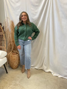 Green Waffle Knit Top-Long Sleeve Tops-gilli-The Silo Boutique, Women's Fashion Boutique Located in Warren and Grand Forks North Dakota
