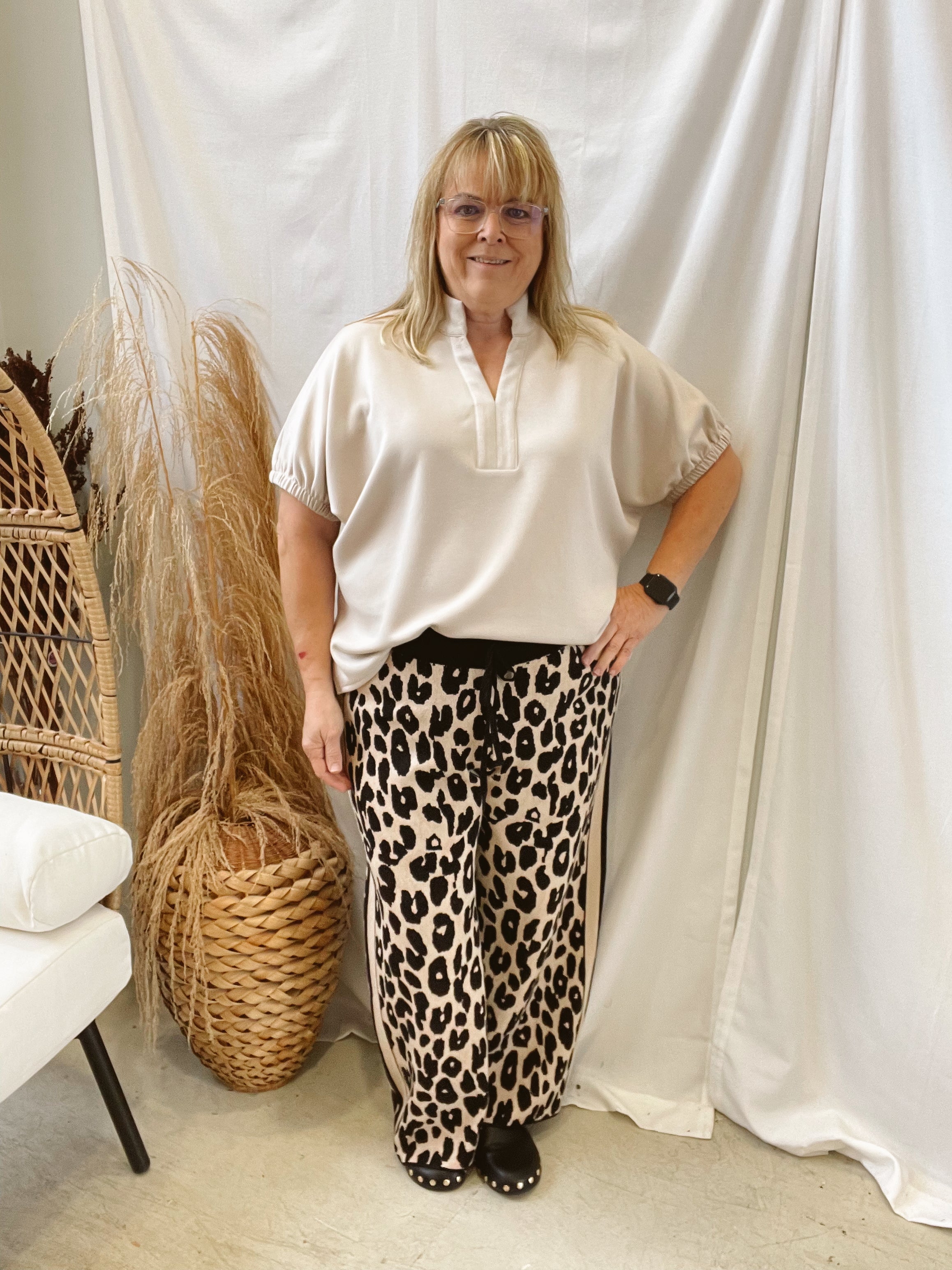 Wide Leg Crop Leopard Pants-Pants-entro-The Silo Boutique, Women's Fashion Boutique Located in Warren and Grand Forks North Dakota