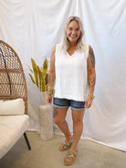 Classic Linen Tank Top-White-FINAL SALE-Tank Tops-Umgee-The Silo Boutique, Women's Fashion Boutique Located in Warren and Grand Forks North Dakota