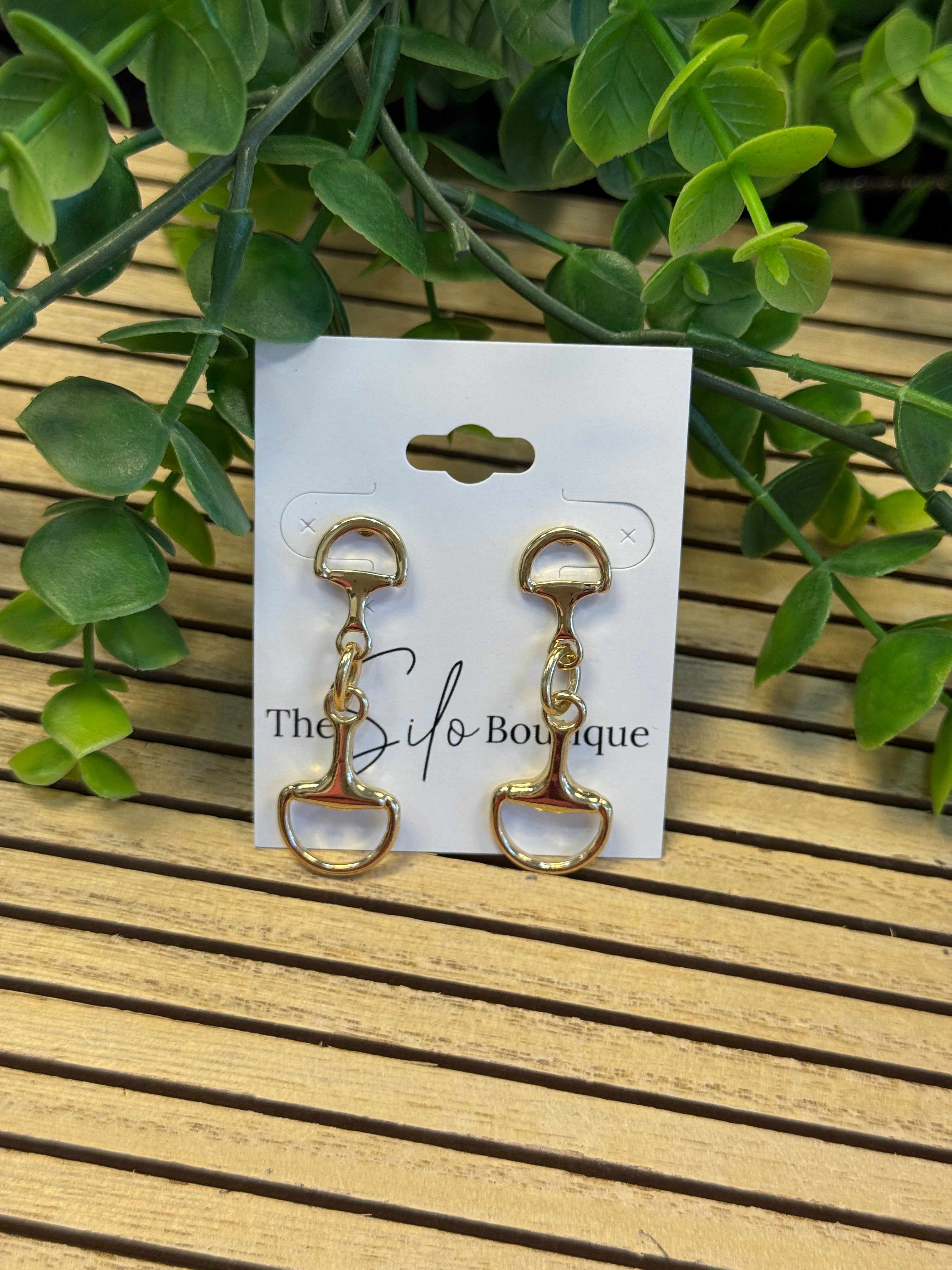 Maggie Horse Bit Earrings-Gold-Earrings-Dallas Market-The Silo Boutique, Women's Fashion Boutique Located in Warren and Grand Forks North Dakota