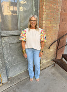 Bright and Fun Sleeve Oatmeal Top-Short Sleeve Tops-jodifl-The Silo Boutique, Women's Fashion Boutique Located in Warren and Grand Forks North Dakota