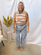 Cream Striped Sweater Tank-FINAL SALE-Tank Tops-very j-The Silo Boutique, Women's Fashion Boutique Located in Warren and Grand Forks North Dakota