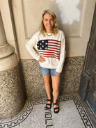 American Flag Distressed Sweater-Sweaters-timing-The Silo Boutique, Women's Fashion Boutique Located in Warren and Grand Forks North Dakota