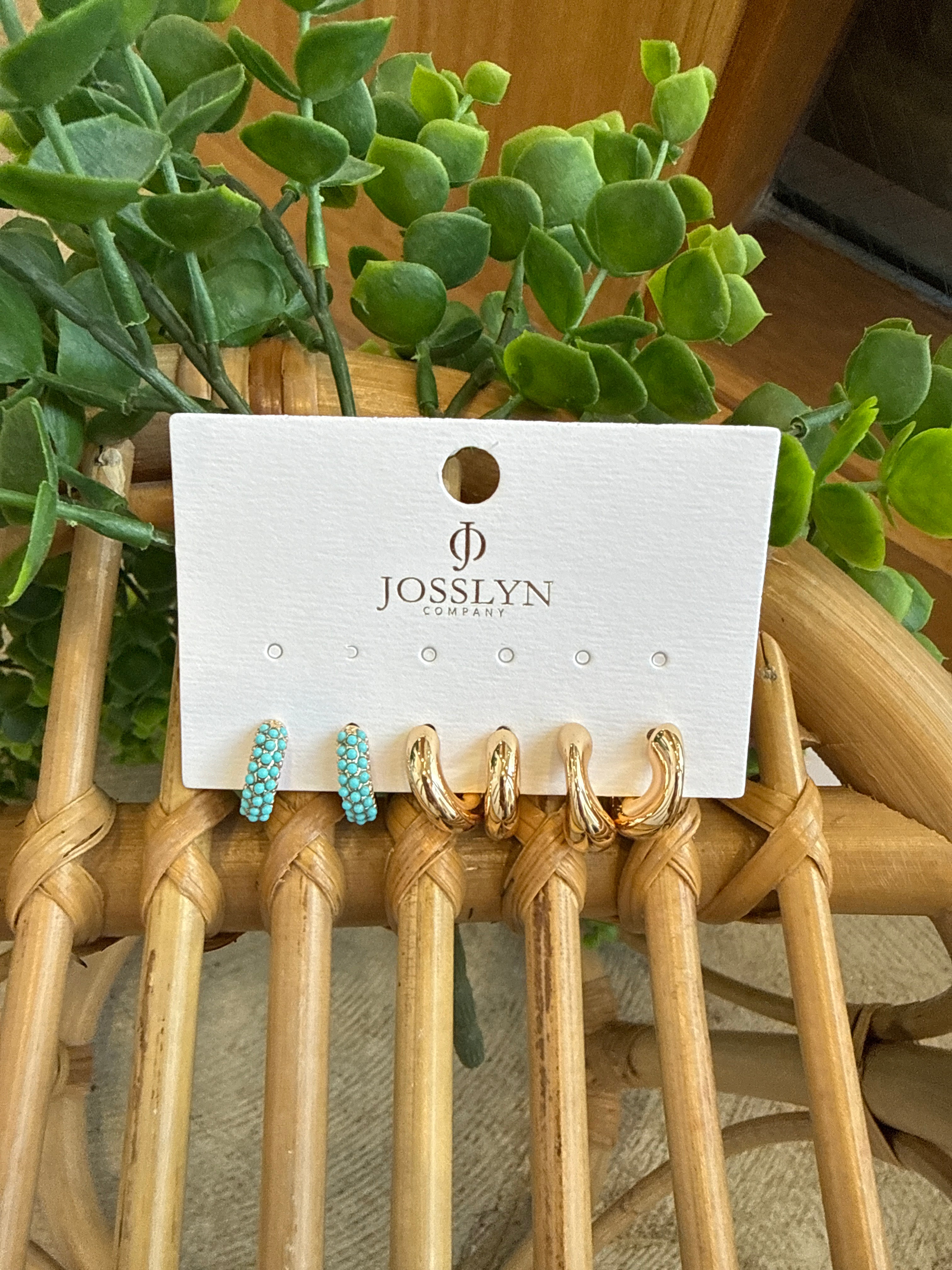 Joss Turquoise Trio Earring Set-Earrings-joss-The Silo Boutique, Women's Fashion Boutique Located in Warren and Grand Forks North Dakota