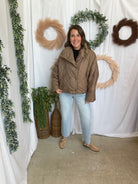 Muse Mia Quilted Puffer Jacket-Brown-Coats & Jackets-miou muse-The Silo Boutique, Women's Fashion Boutique Located in Warren and Grand Forks North Dakota
