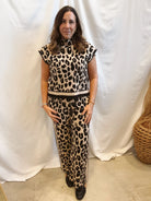 Animal Print Short Sleeve Top-Sweaters-ENTRO-The Silo Boutique, Women's Fashion Boutique Located in Warren and Grand Forks North Dakota