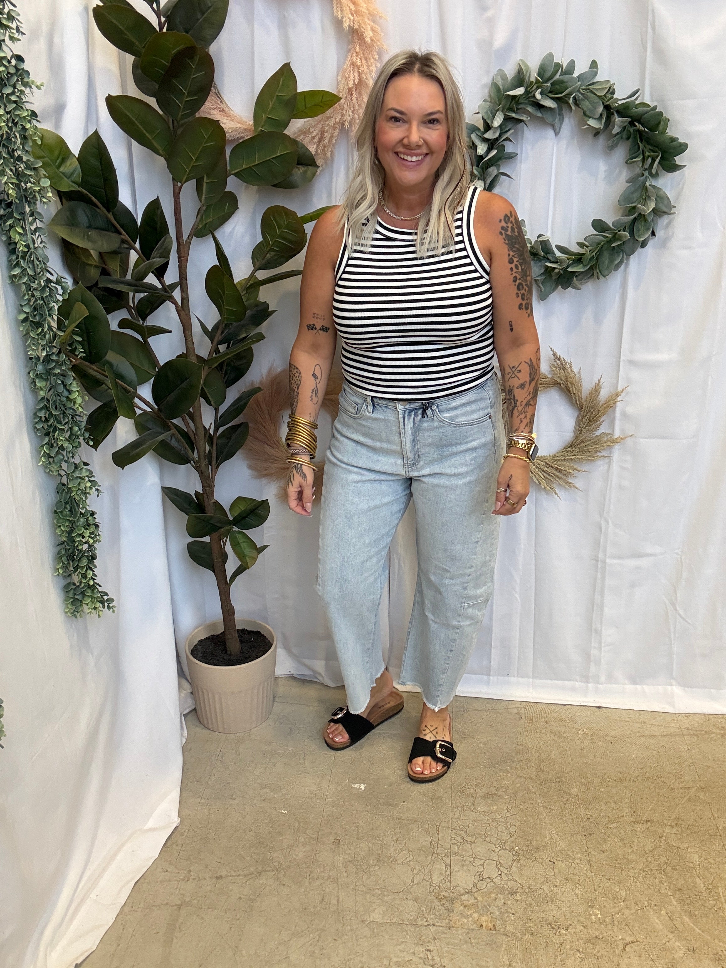 Hy Striped Tank Top-Black-Tank Tops-hyfve-The Silo Boutique, Women's Fashion Boutique Located in Warren and Grand Forks North Dakota