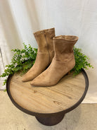 Hutton Kitten Heel Suede Boot-Tan-Boots-Forever Link-The Silo Boutique, Women's Fashion Boutique Located in Warren and Grand Forks North Dakota