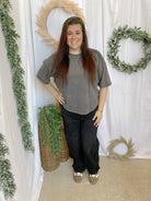 Kyra Mineral Wash Tee-Charcoal-Short Sleeve Tops-very j-The Silo Boutique, Women's Fashion Boutique Located in Warren and Grand Forks North Dakota