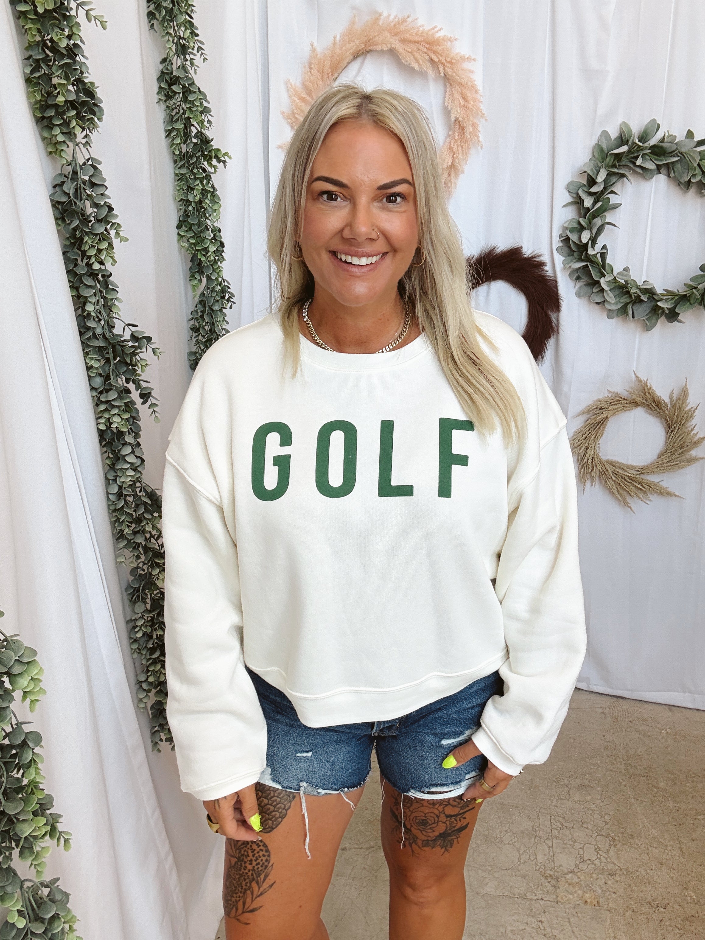 Oat Collective Golf Sweatshirt-Vintage White-Sweatshirts-oat-The Silo Boutique, Women's Fashion Boutique Located in Warren and Grand Forks North Dakota
