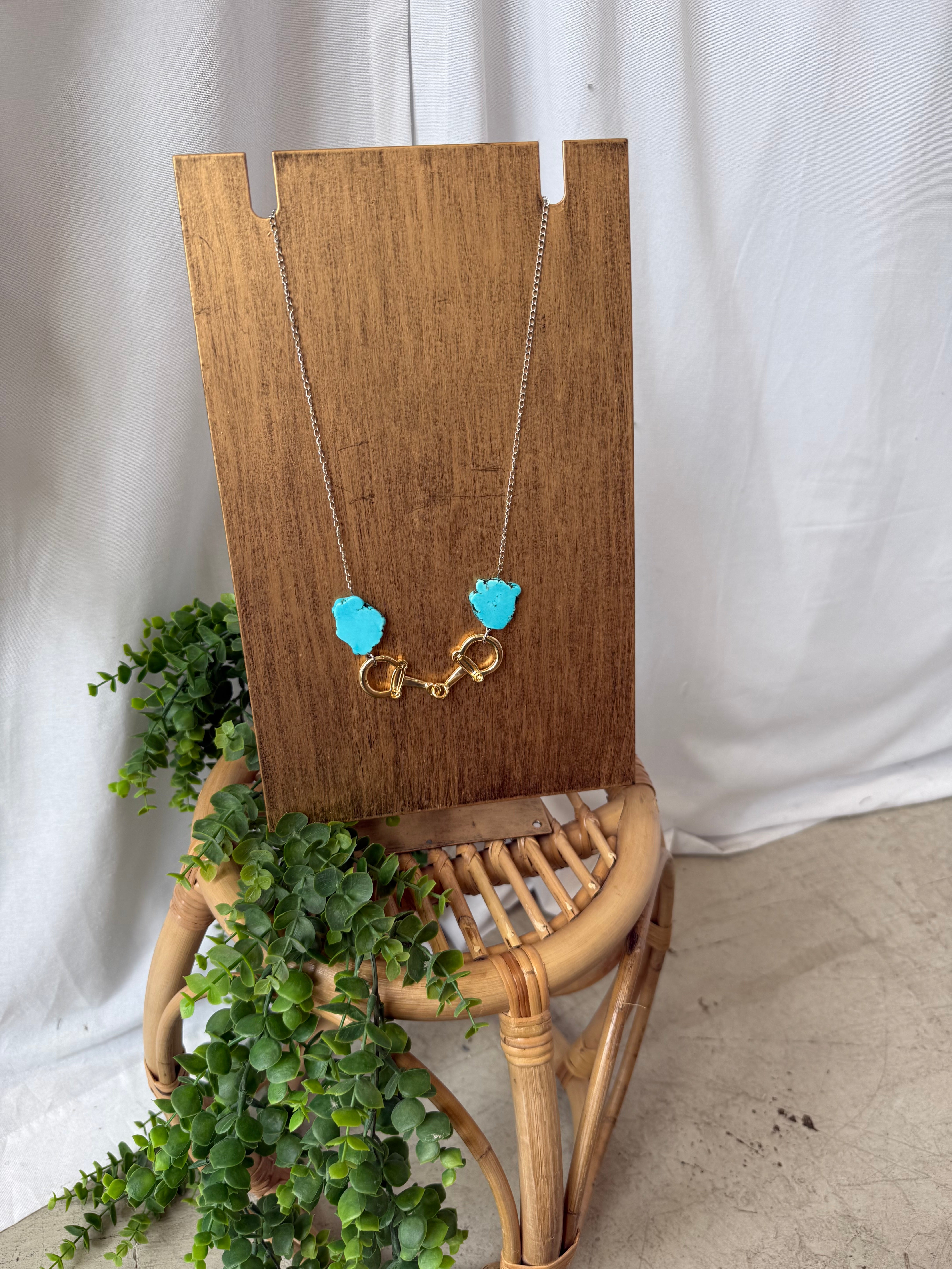 Turquoise Bit Necklace-Necklaces-faire-The Silo Boutique, Women's Fashion Boutique Located in Warren and Grand Forks North Dakota