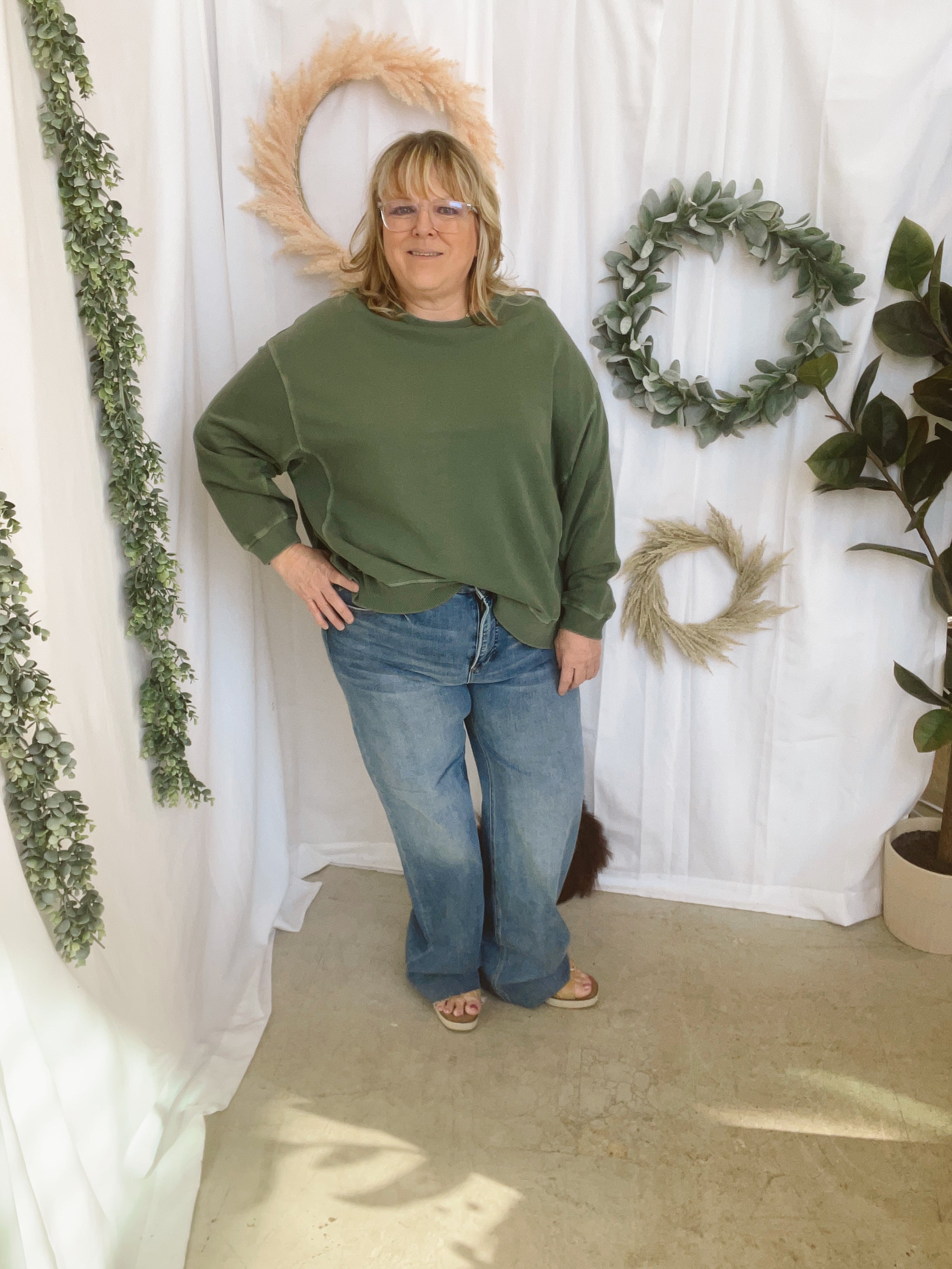 Jess Terry Pullover Sweatshirt-Olive-The Silo Boutique-The Silo Boutique, Women's Fashion Boutique Located in Warren and Grand Forks North Dakota