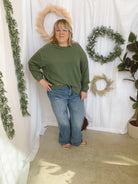 Jess Terry Pullover Sweatshirt-Olive-The Silo Boutique-The Silo Boutique, Women's Fashion Boutique Located in Warren and Grand Forks North Dakota
