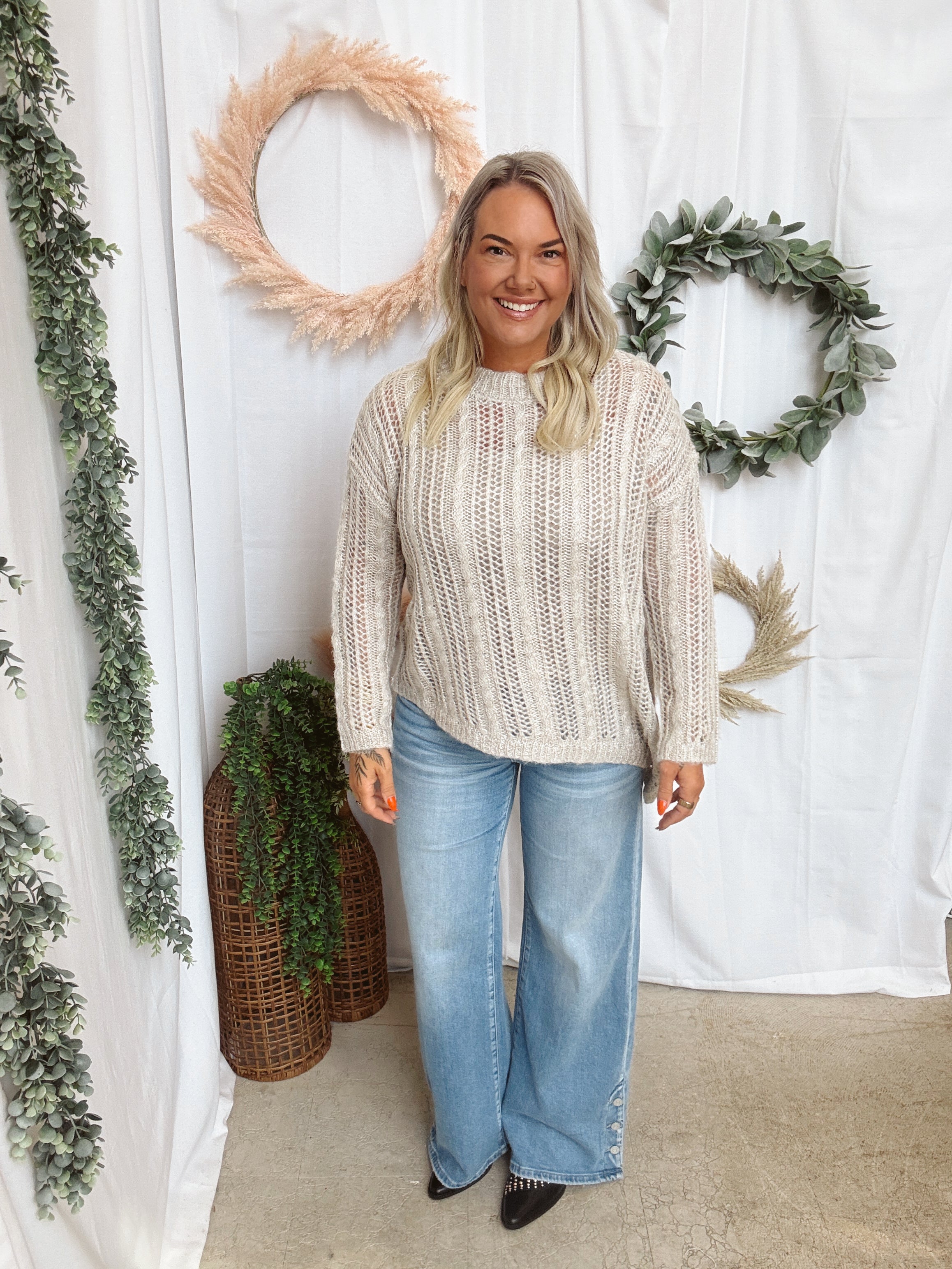 Champagne Soft Spark Sweater-Sweaters-mystree-The Silo Boutique, Women's Fashion Boutique Located in Warren and Grand Forks North Dakota