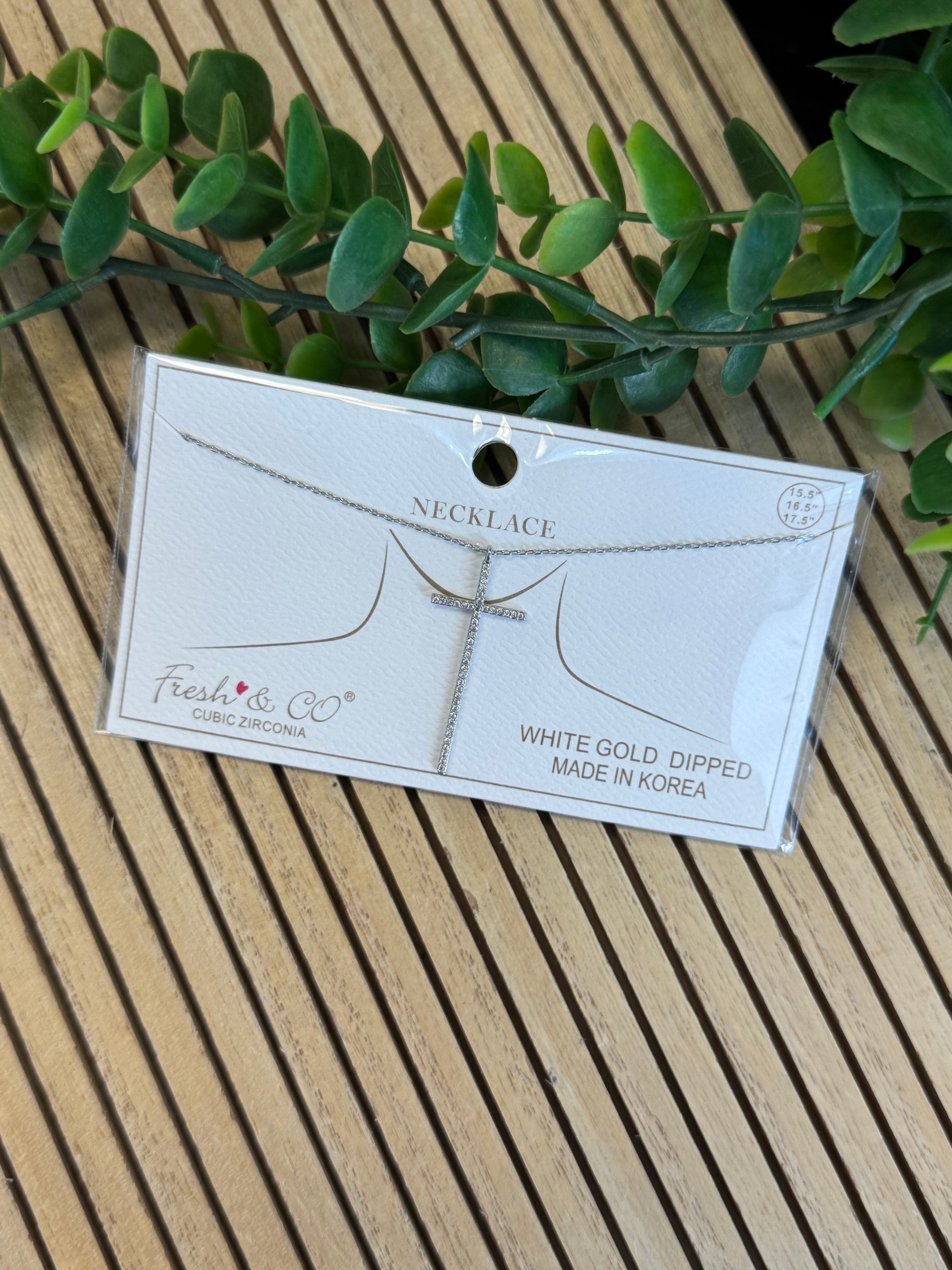 Ella Cross Necklace - Silver-Necklaces-Dallas Market-The Silo Boutique, Women's Fashion Boutique Located in Warren and Grand Forks North Dakota