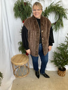 Luxe Fur Vest-Brown-Vests-davi-The Silo Boutique, Women's Fashion Boutique Located in Warren and Grand Forks North Dakota