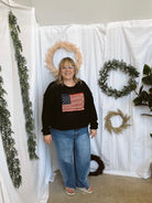 Zen Flag Open Knit Sweater-Black-Long Sleeve Tops-Zenana-The Silo Boutique, Women's Fashion Boutique Located in Warren and Grand Forks North Dakota