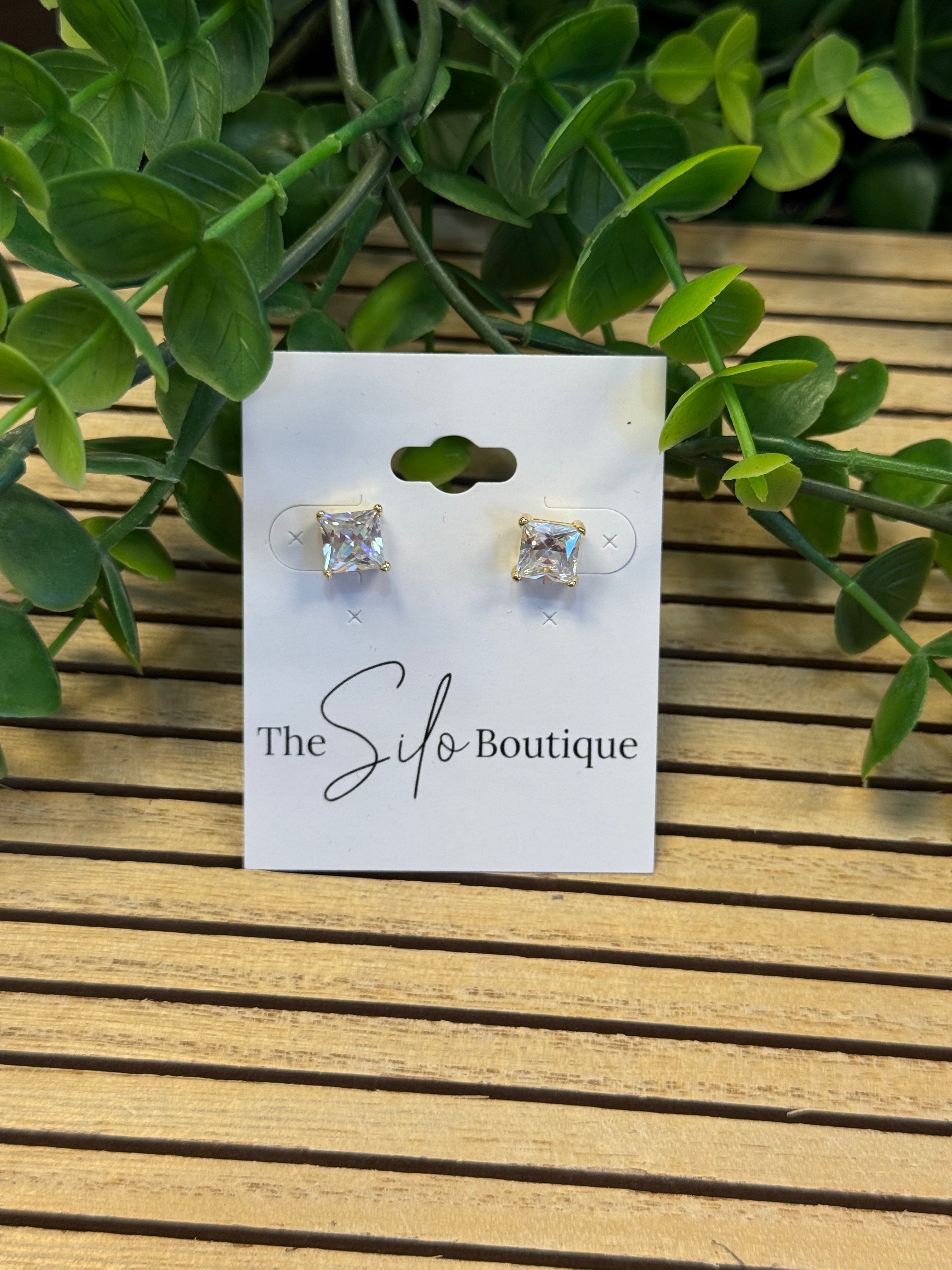 Suzie Square Stud Earrings-Gold-Earrings-Dallas Market-The Silo Boutique, Women's Fashion Boutique Located in Warren and Grand Forks North Dakota
