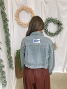 Gameday Crop Denim Jacket-Coats & Jackets-rareraw-The Silo Boutique, Women's Fashion Boutique Located in Warren and Grand Forks North Dakota