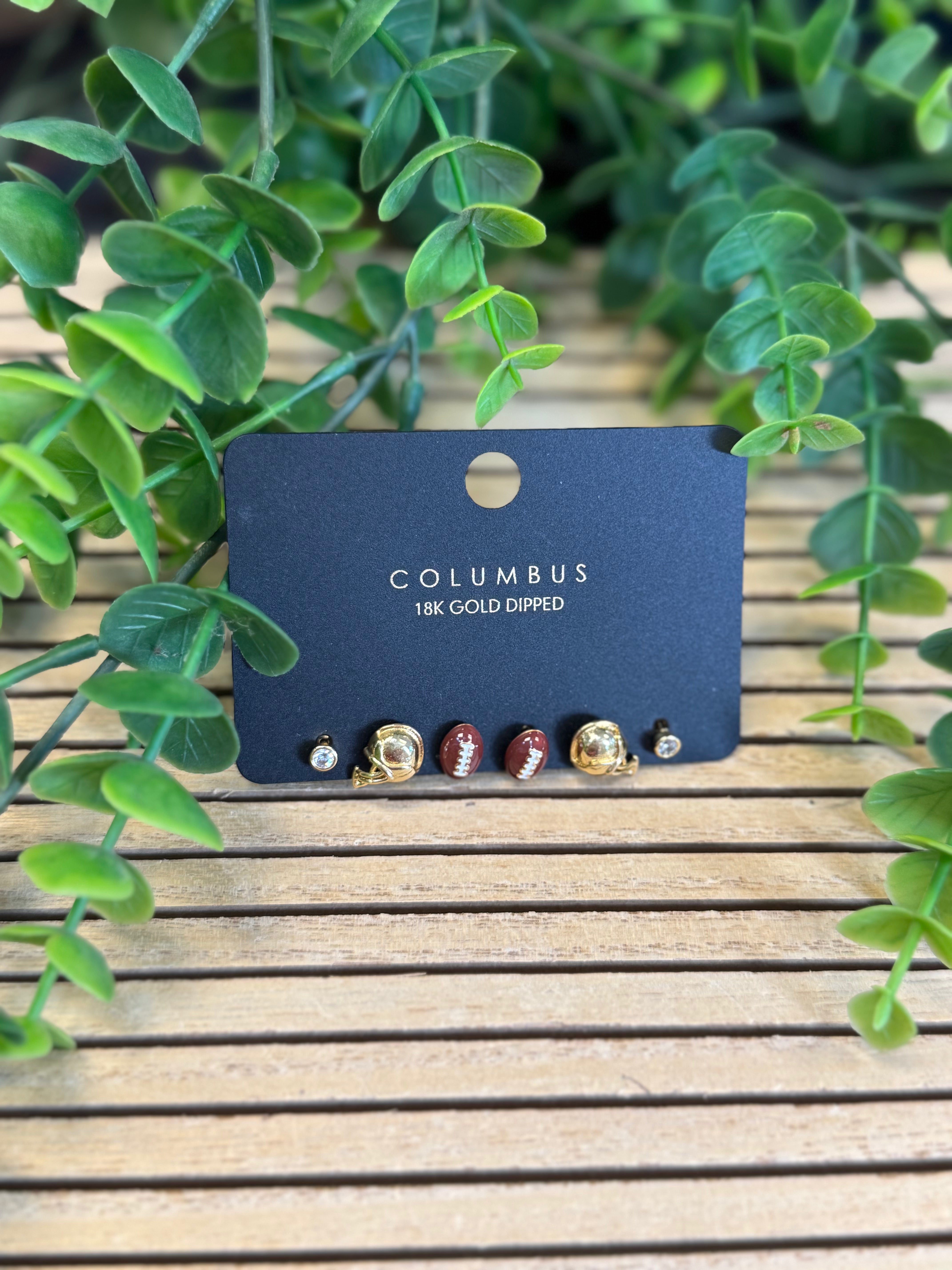 Simple Football Stud Set-Earrings-Dallas Market-The Silo Boutique, Women's Fashion Boutique Located in Warren and Grand Forks North Dakota