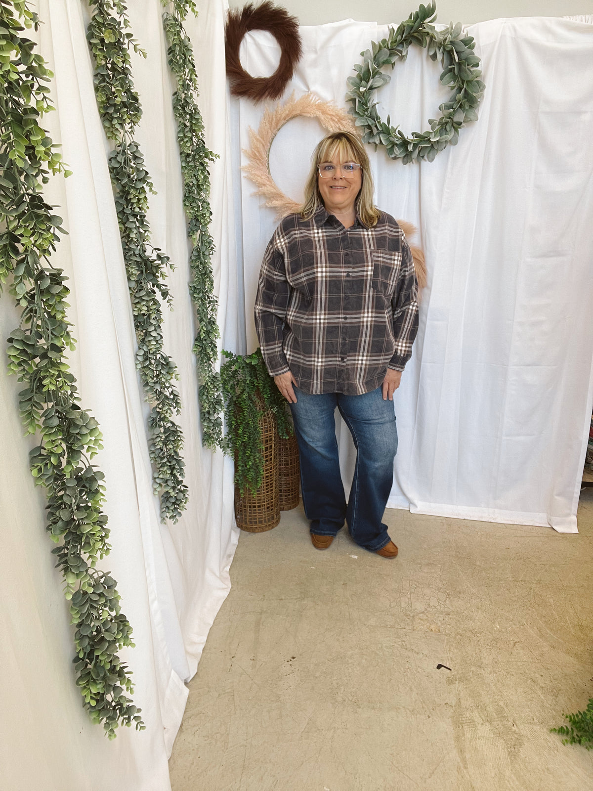 Laney Plaid Flannel-Black-Long Sleeve Tops-blu pepper-The Silo Boutique, Women's Fashion Boutique Located in Warren and Grand Forks North Dakota