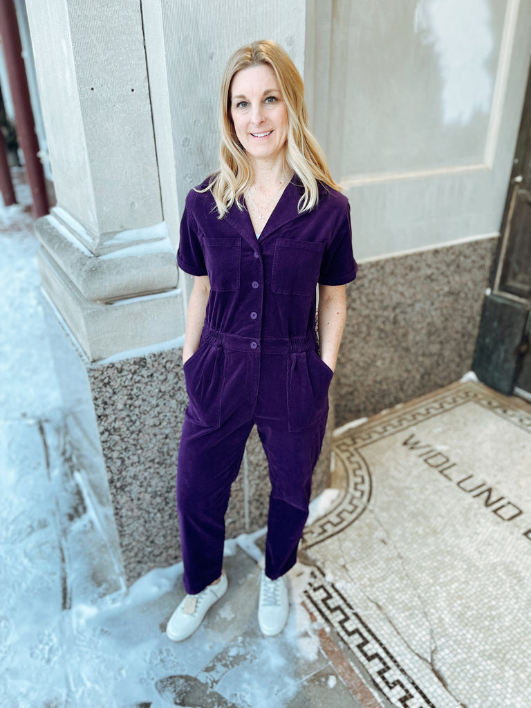 Skies Corduroy Jumpsuit-Jumpsuits & Rompers-skies are blue-The Silo Boutique, Women's Fashion Boutique Located in Warren and Grand Forks North Dakota