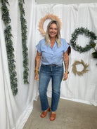 Mica Medium Blue Straight Leg Jeans-Jeans-mica-The Silo Boutique, Women's Fashion Boutique Located in Warren and Grand Forks North Dakota