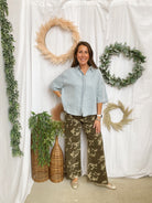 Must Have Denim Button Up Top-Short Sleeve Tops-eesome-The Silo Boutique, Women's Fashion Boutique Located in Warren and Grand Forks North Dakota