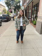 Be Casual Green and Cream Plaid Shacket-Shackets-active basics-The Silo Boutique, Women's Fashion Boutique Located in Warren and Grand Forks North Dakota