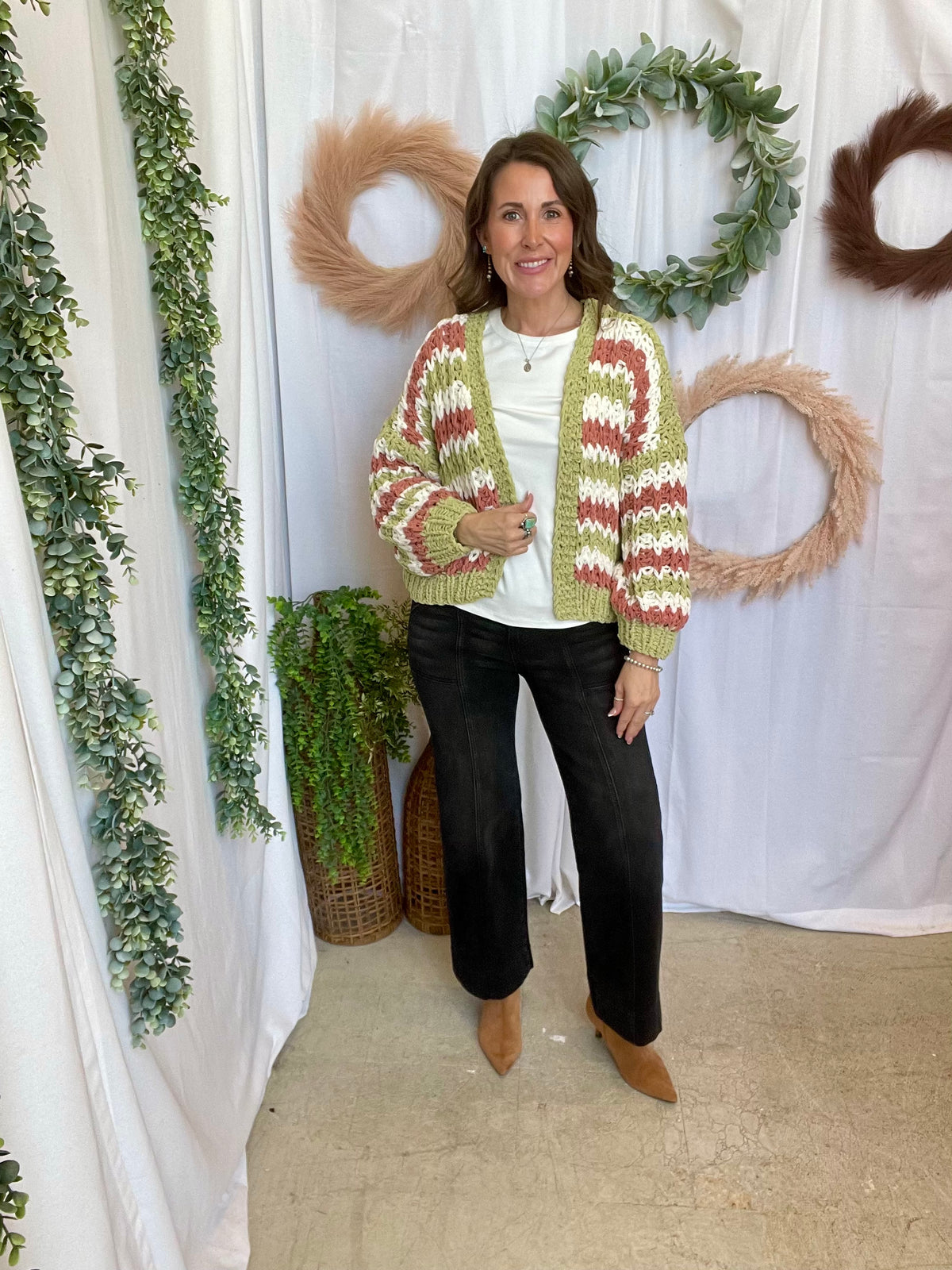 Forte Knitted Cardigan-Sage Mix-Cardigans-forte-The Silo Boutique, Women's Fashion Boutique Located in Warren and Grand Forks North Dakota
