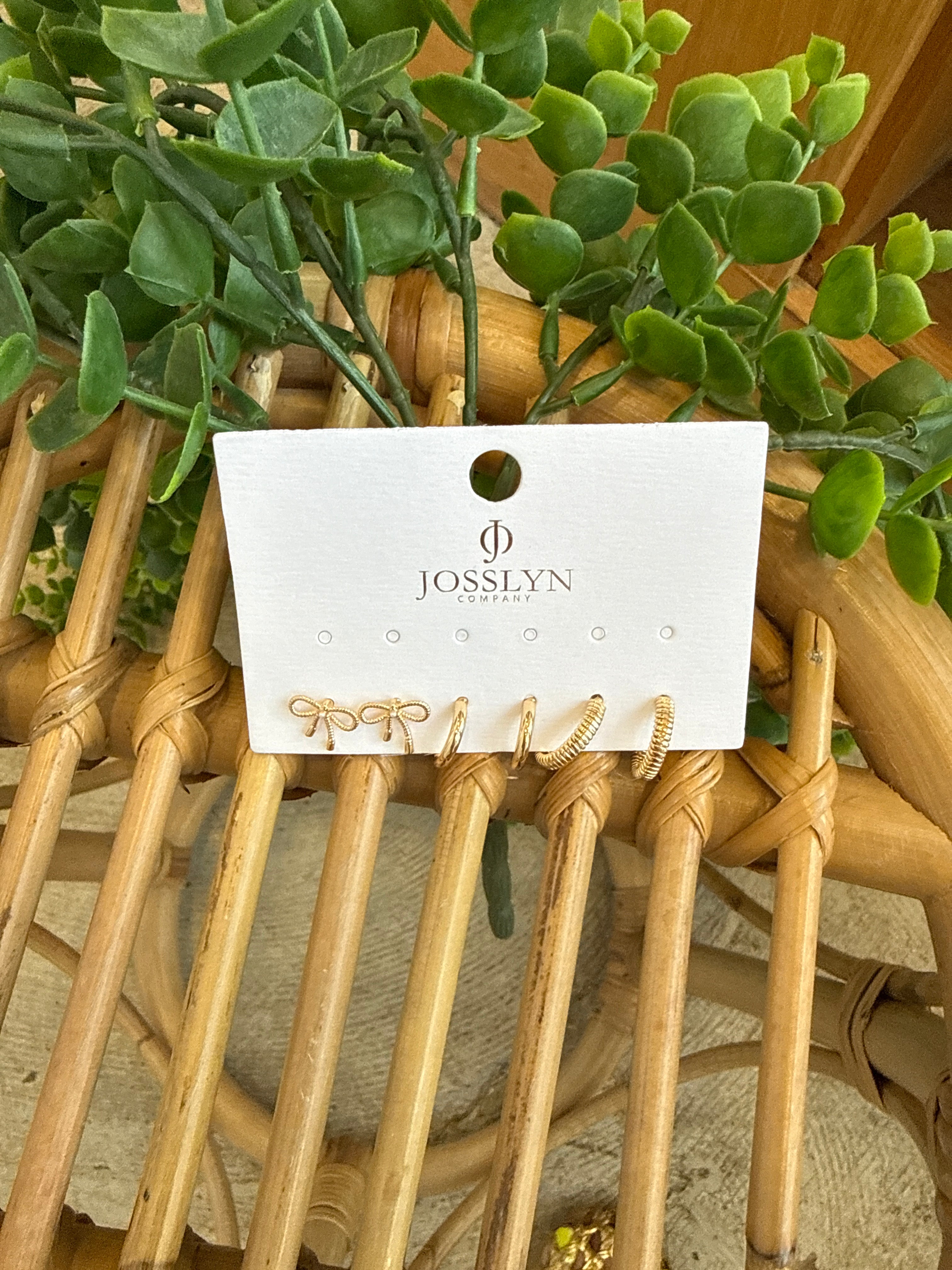 Mini Bow Huggie Trio Earrings-Earrings-joss-The Silo Boutique, Women's Fashion Boutique Located in Warren and Grand Forks North Dakota