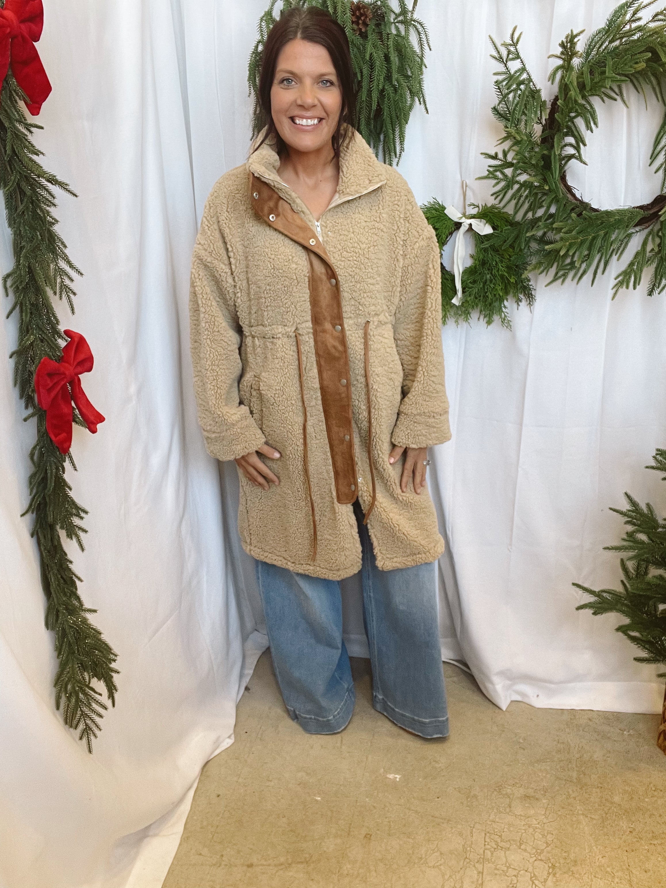 Promesa Shearling Zip-Up Coat-Coats & Jackets-promesa-The Silo Boutique, Women's Fashion Boutique Located in Warren and Grand Forks North Dakota