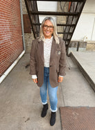 Brown Patch Blazer-Blazers-mystree-The Silo Boutique, Women's Fashion Boutique Located in Warren and Grand Forks North Dakota