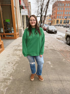 Green Textured Mock Top-Long Sleeve Tops-jodifl-The Silo Boutique, Women's Fashion Boutique Located in Warren and Grand Forks North Dakota