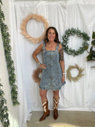 Blue Denim Studded Buckle Dress-Dresses-blue B-The Silo Boutique, Women's Fashion Boutique Located in Warren and Grand Forks North Dakota