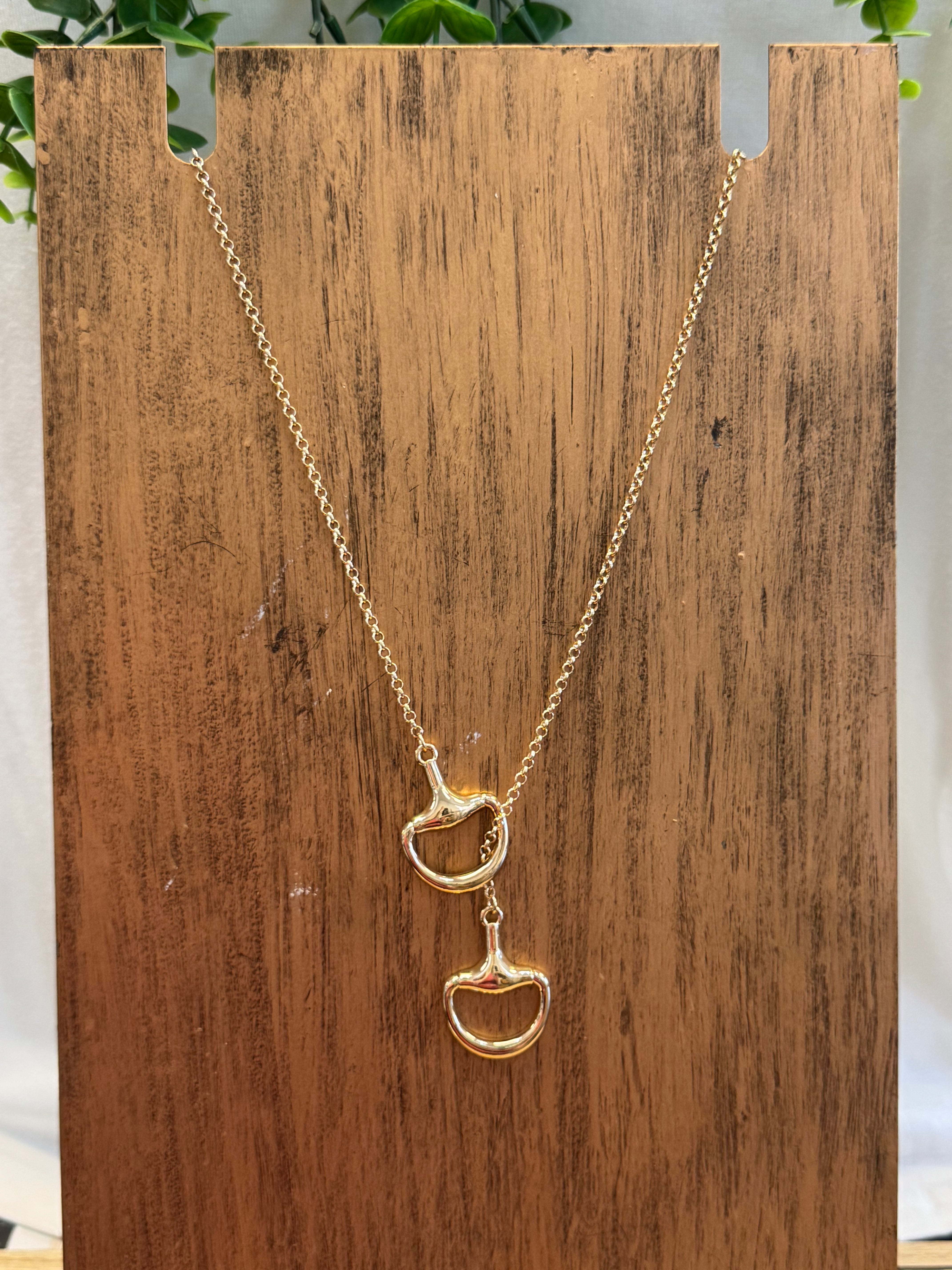 Loop It Gold Horse Bit Necklace-Necklaces-Dallas Market-The Silo Boutique, Women's Fashion Boutique Located in Warren and Grand Forks North Dakota