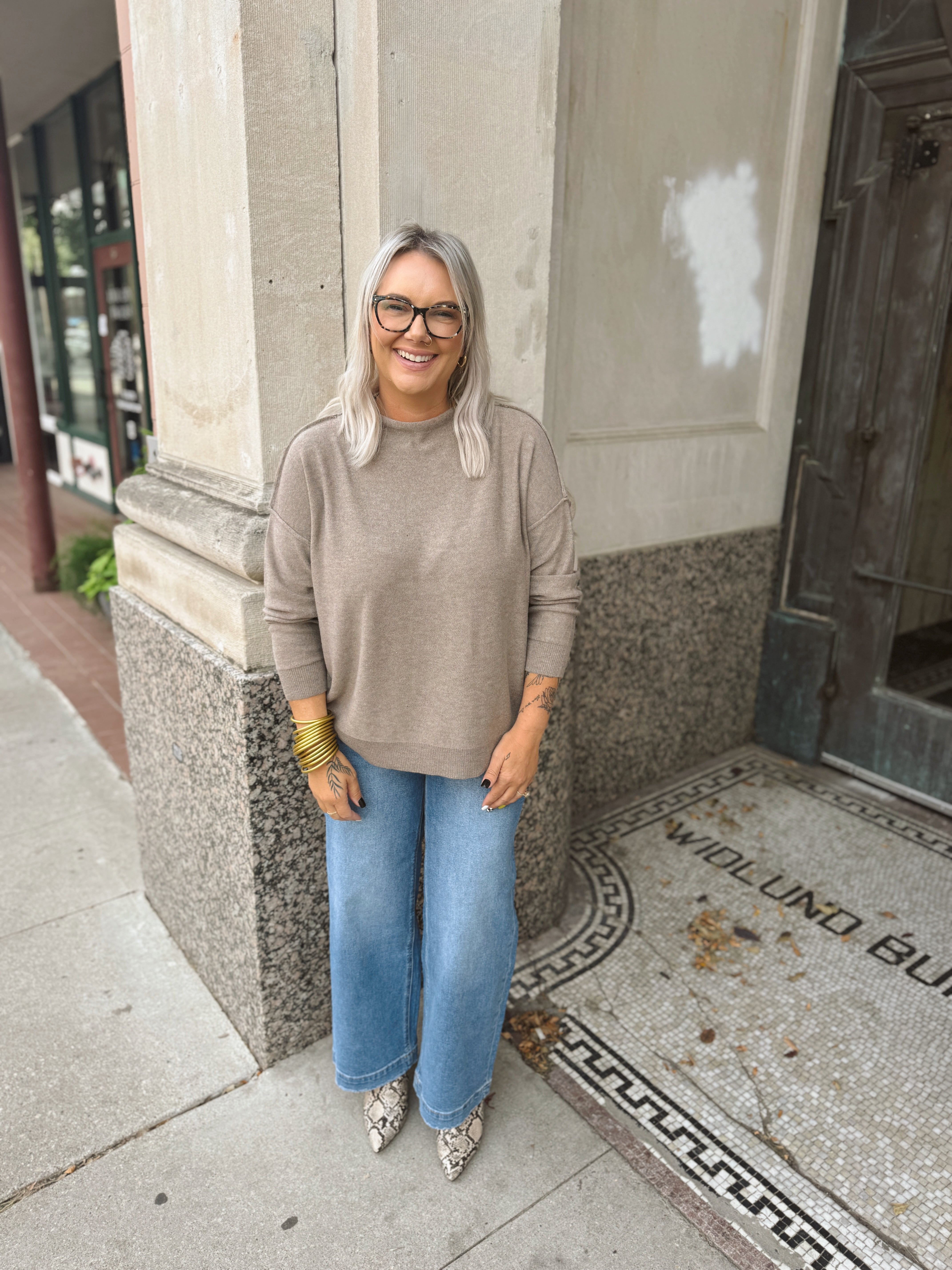 Mock Neck Ultra Soft Sweater-Mocha-Vests-be cool-The Silo Boutique, Women's Fashion Boutique Located in Warren and Grand Forks North Dakota