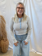 Off White Snow Long Sleeve Stripe Top-Long Sleeve Tops-eesome-The Silo Boutique, Women's Fashion Boutique Located in Warren and Grand Forks North Dakota