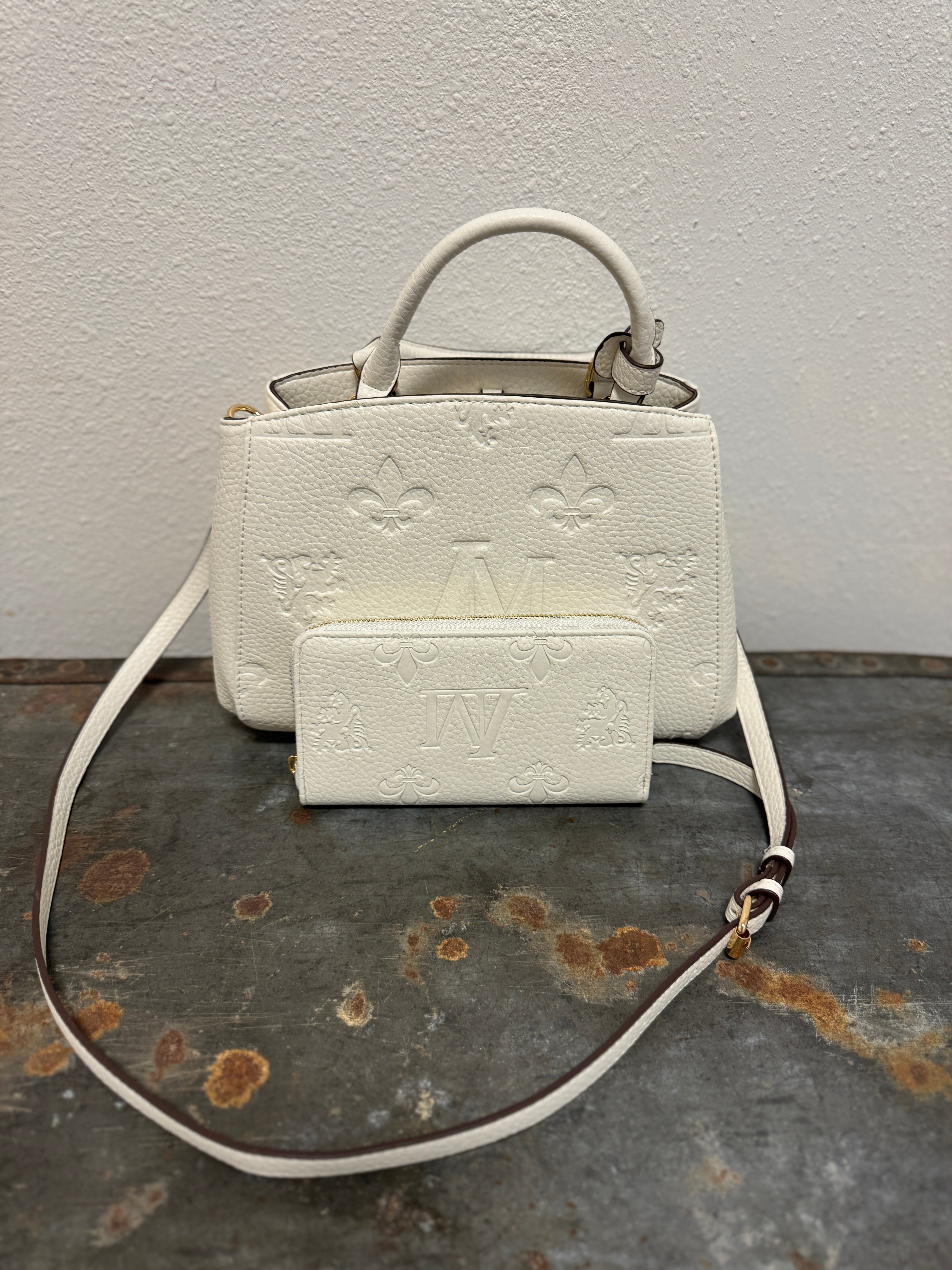 Mimi Embossed Crossbody Purse +Wallet-Crossbody Purses-princess purse-The Silo Boutique, Women's Fashion Boutique Located in Warren and Grand Forks North Dakota