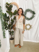 Toffee Striped Wide Leg Pants-Pants-staccato-The Silo Boutique, Women's Fashion Boutique Located in Warren and Grand Forks North Dakota