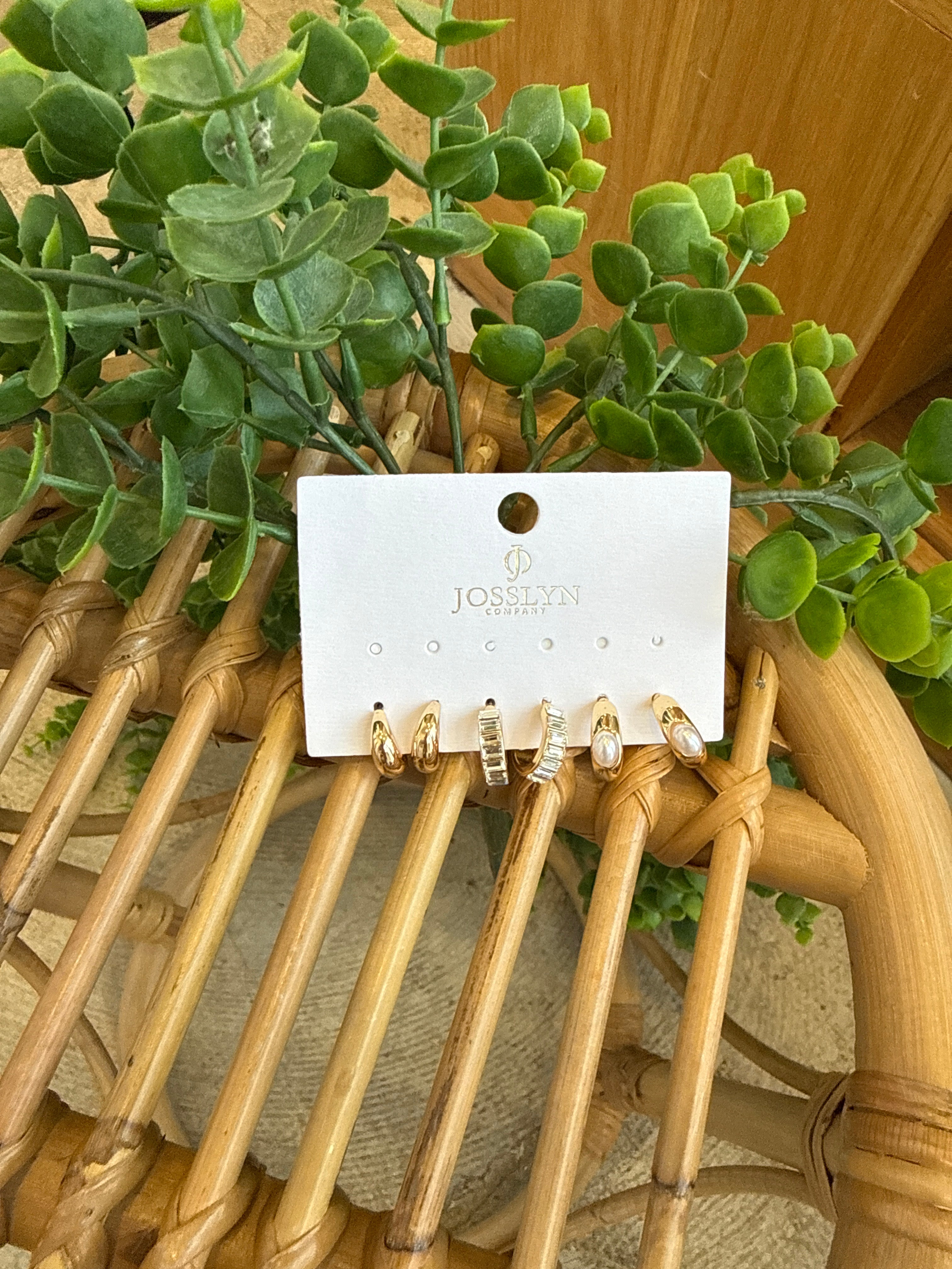 Joss Pearl & Baguette Huggie Earrings-Earrings-joss-The Silo Boutique, Women's Fashion Boutique Located in Warren and Grand Forks North Dakota