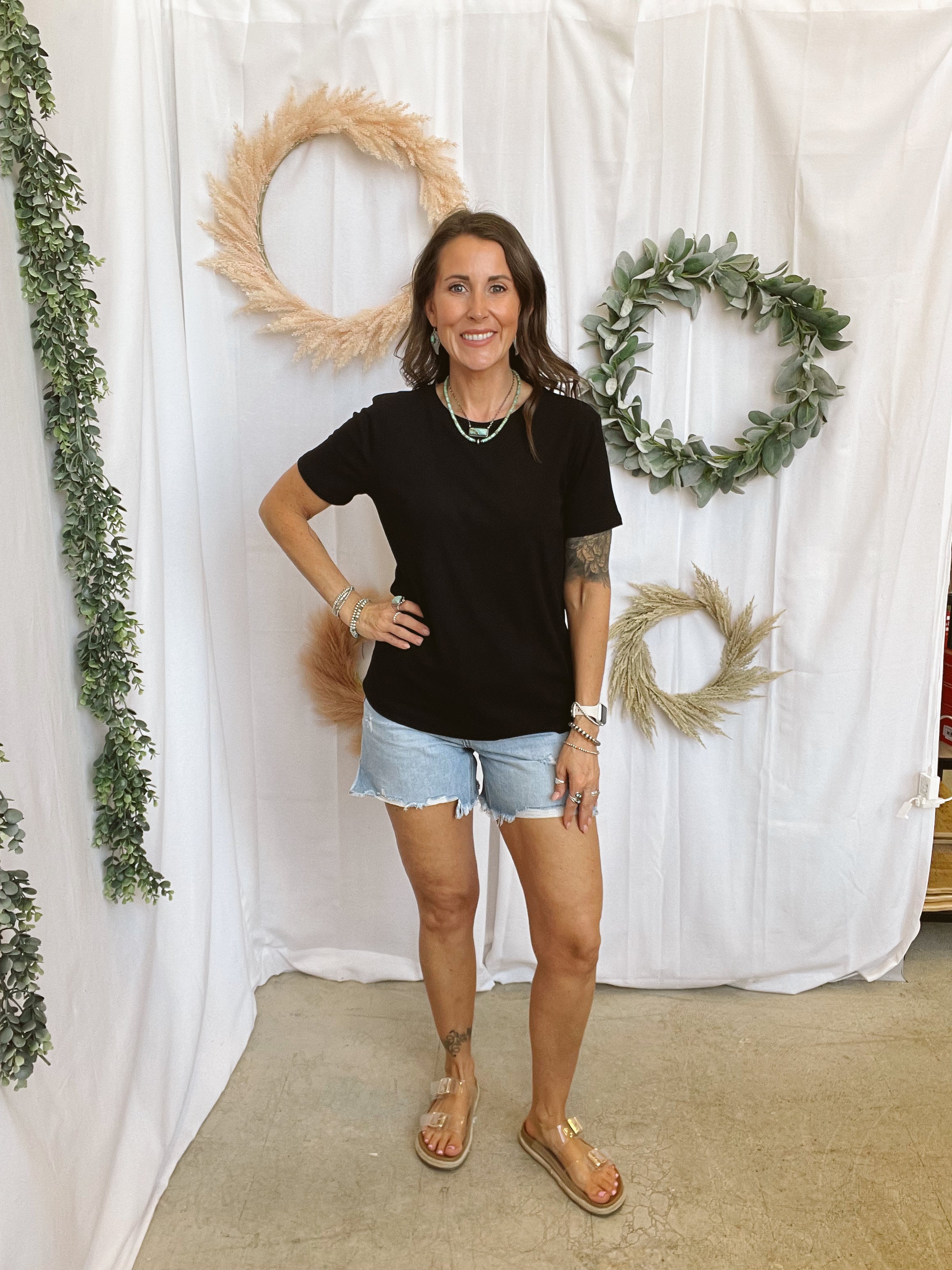 Bella Basic Round Neck Top-Black-Short Sleeve Tops-staccato-The Silo Boutique, Women's Fashion Boutique Located in Warren and Grand Forks North Dakota