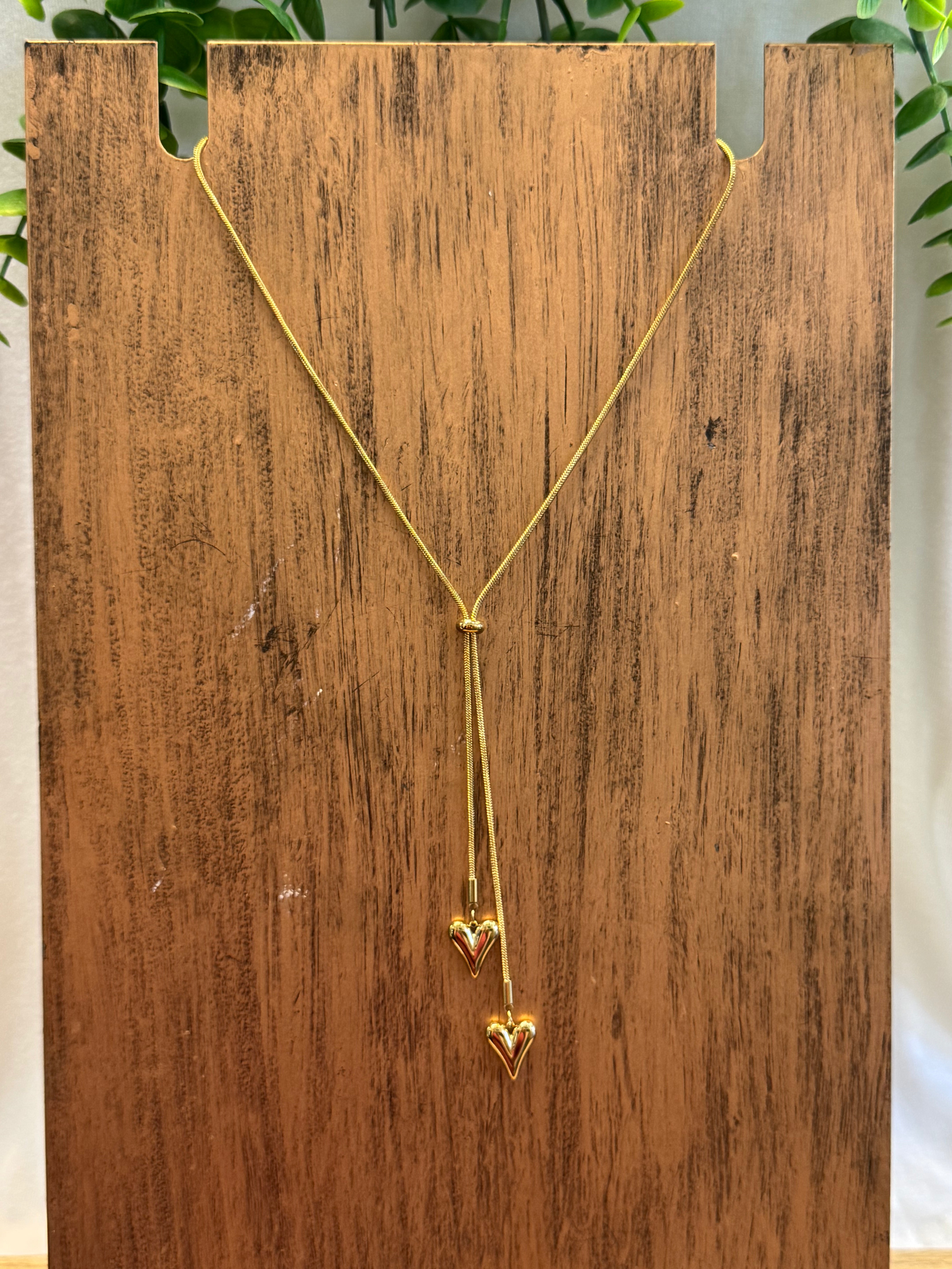 Double Heart Drop Necklace-Necklaces-Dallas Market-The Silo Boutique, Women's Fashion Boutique Located in Warren and Grand Forks North Dakota