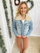 Hidden Fur Collar Denim Jacket-Coats & Jackets-Hidden-The Silo Boutique, Women's Fashion Boutique Located in Warren and Grand Forks North Dakota