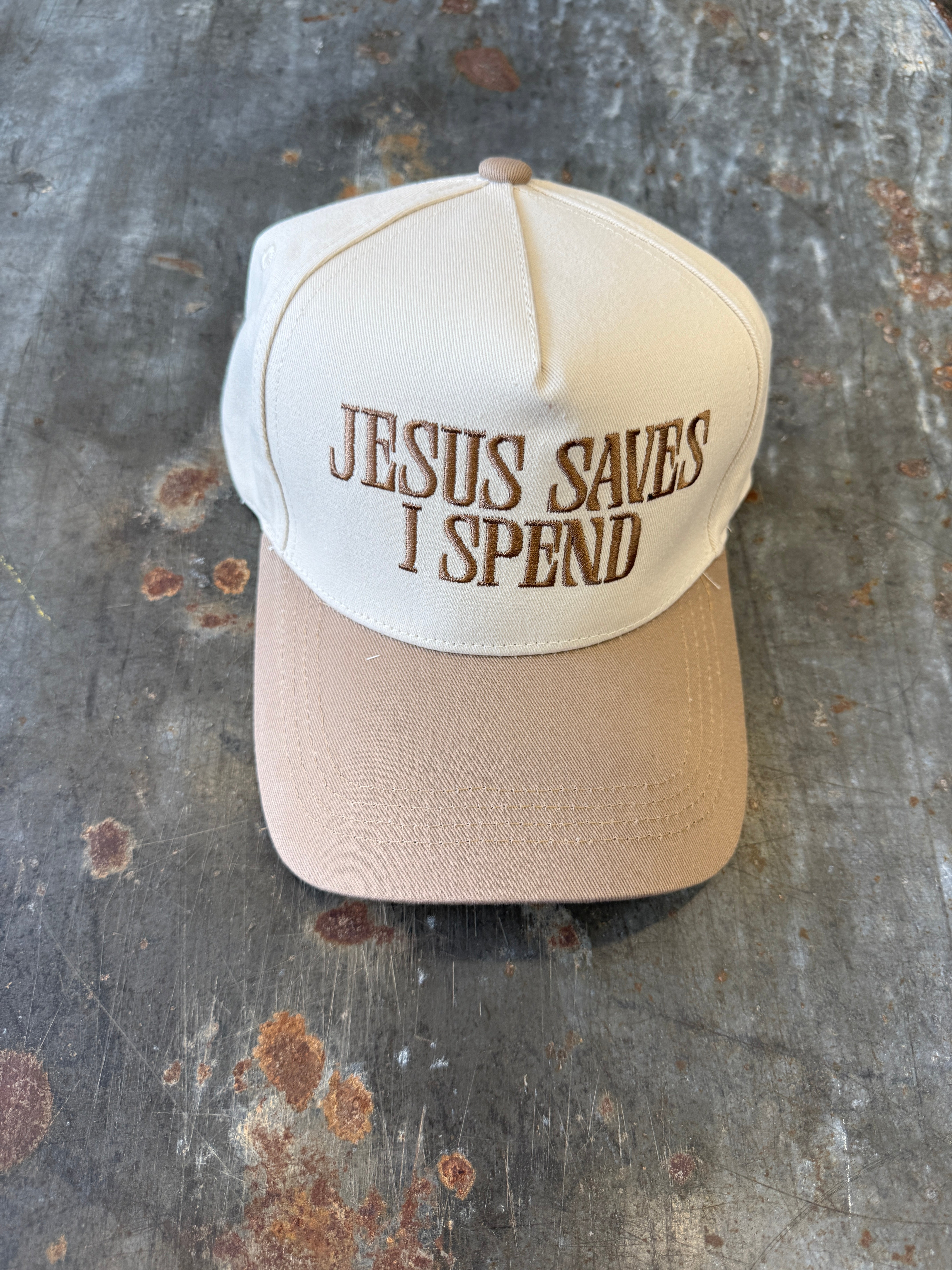 Jesus Saves I Spend Hat-Hats-Zenana-The Silo Boutique, Women's Fashion Boutique Located in Warren and Grand Forks North Dakota