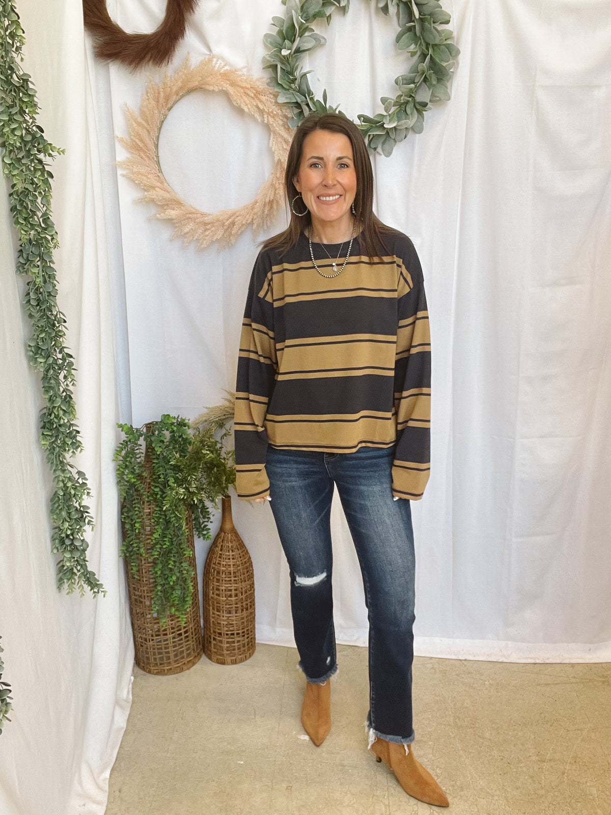 Julie Striped Top-Navy-Long Sleeve Tops-blu pepper-The Silo Boutique, Women's Fashion Boutique Located in Warren and Grand Forks North Dakota