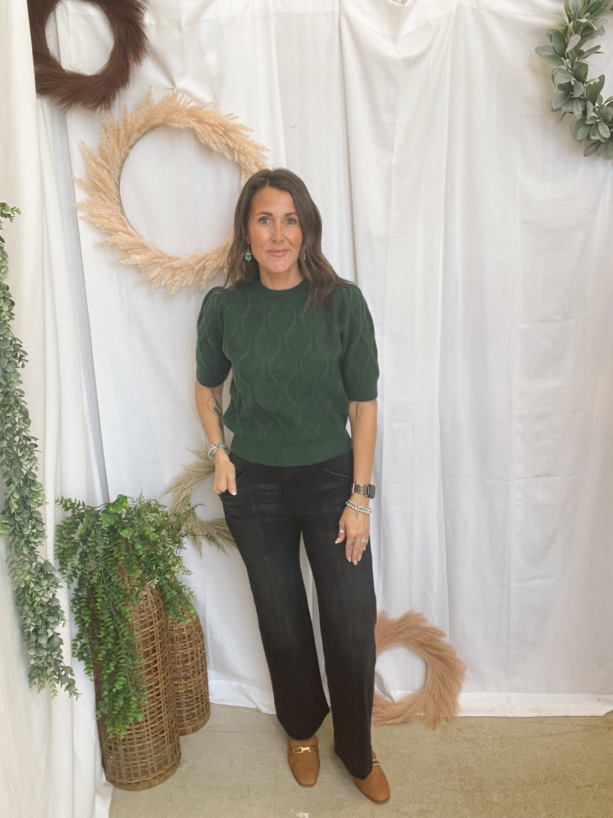 Carla Ribbed Sweater-Pine-Sweaters-entro-The Silo Boutique, Women's Fashion Boutique Located in Warren and Grand Forks North Dakota