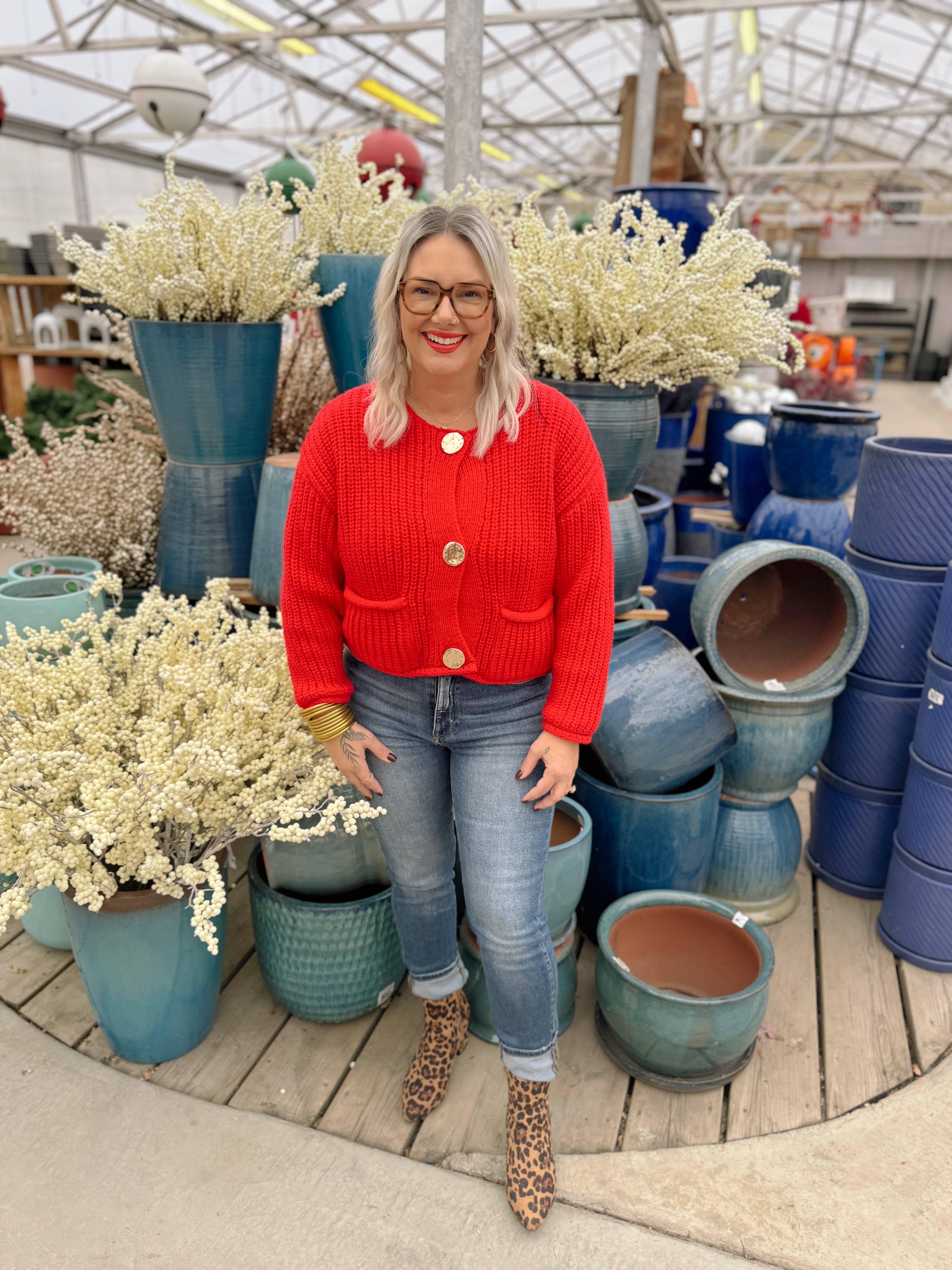 Red Sunday Chunky Cardigan Sweater-Sweaters-sunday-The Silo Boutique, Women's Fashion Boutique Located in Warren and Grand Forks North Dakota