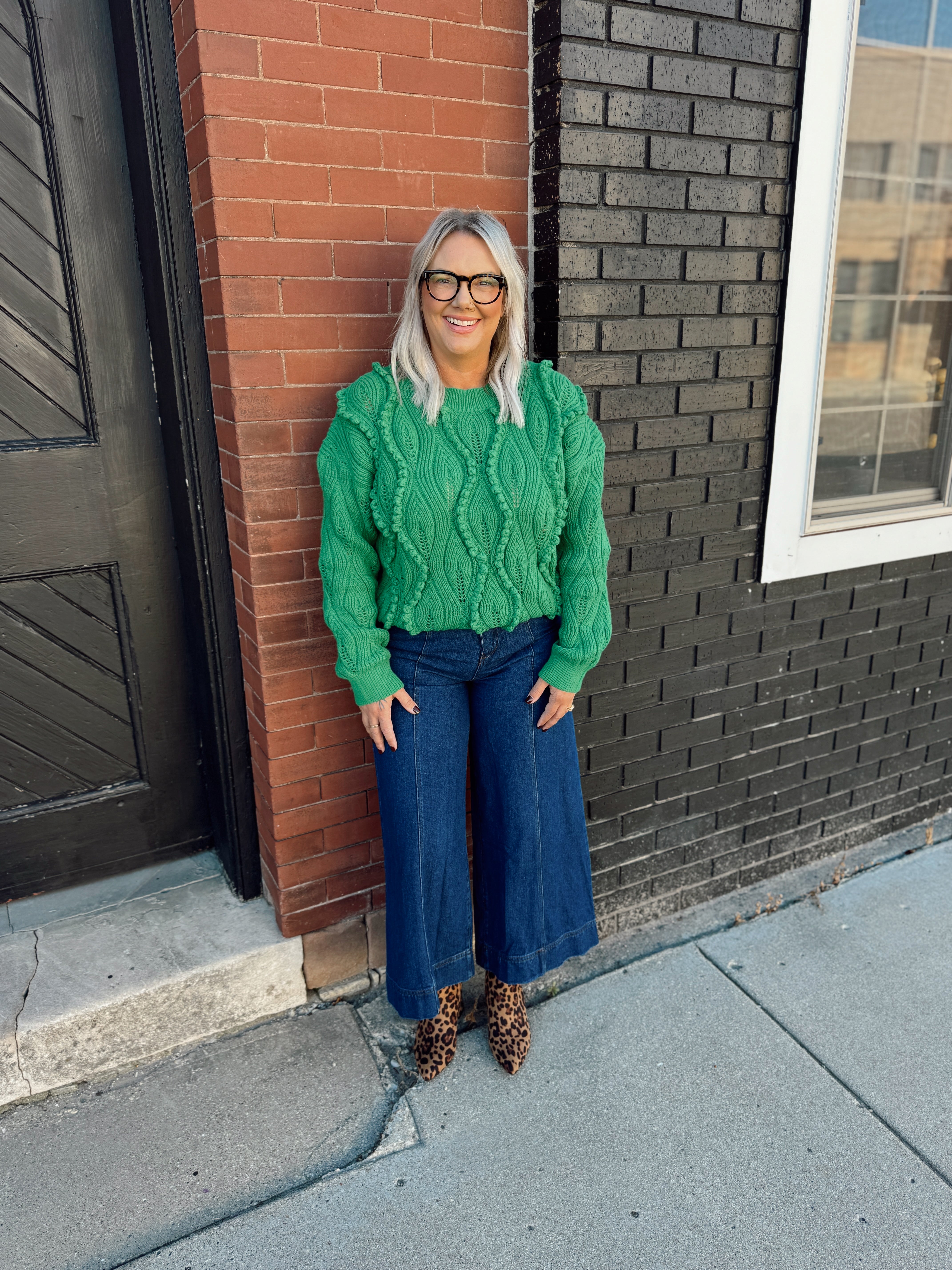 Green Long Sleeve Twisted Sweater Top-Sweaters-gilli-The Silo Boutique, Women's Fashion Boutique Located in Warren and Grand Forks North Dakota