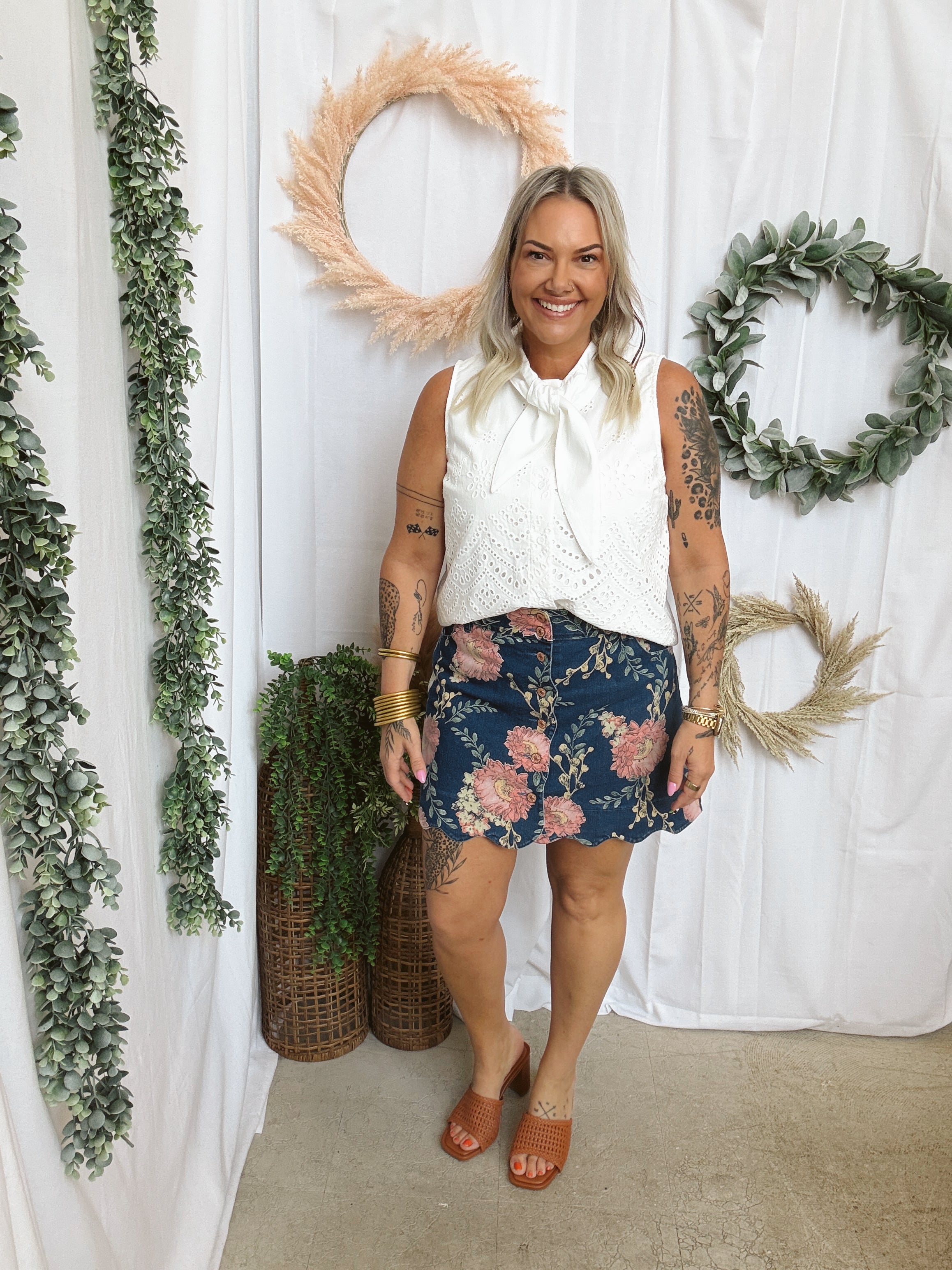 Betsey Tie Neck Top-White-Short Sleeve Tops-entro-The Silo Boutique, Women's Fashion Boutique Located in Warren and Grand Forks North Dakota